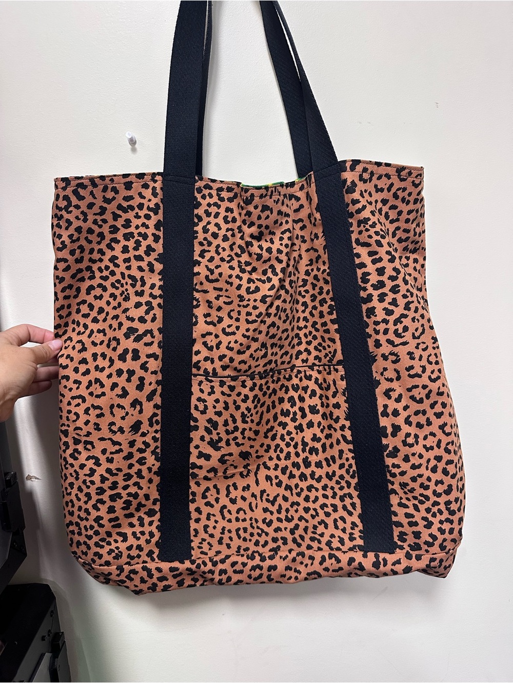 Leopard Print Tote Bag with Black Straps